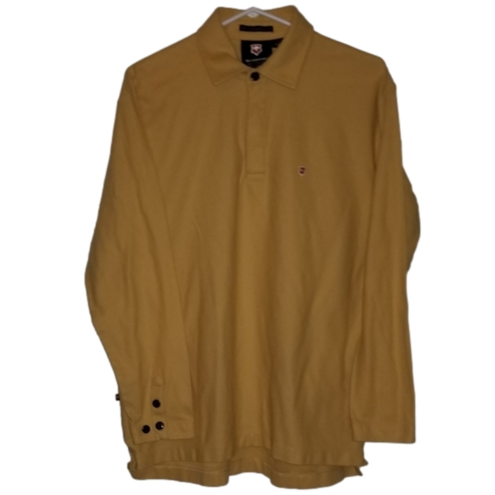 Victorinox Yellow Long Sleeve Mercerized Pima Cotton Polo Shirt Size L